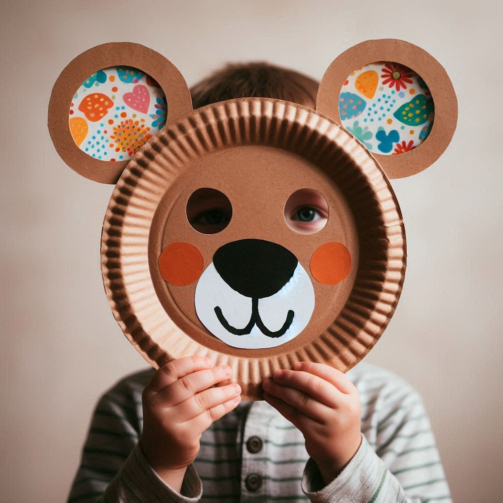 masque ours avec assiette en carton 2