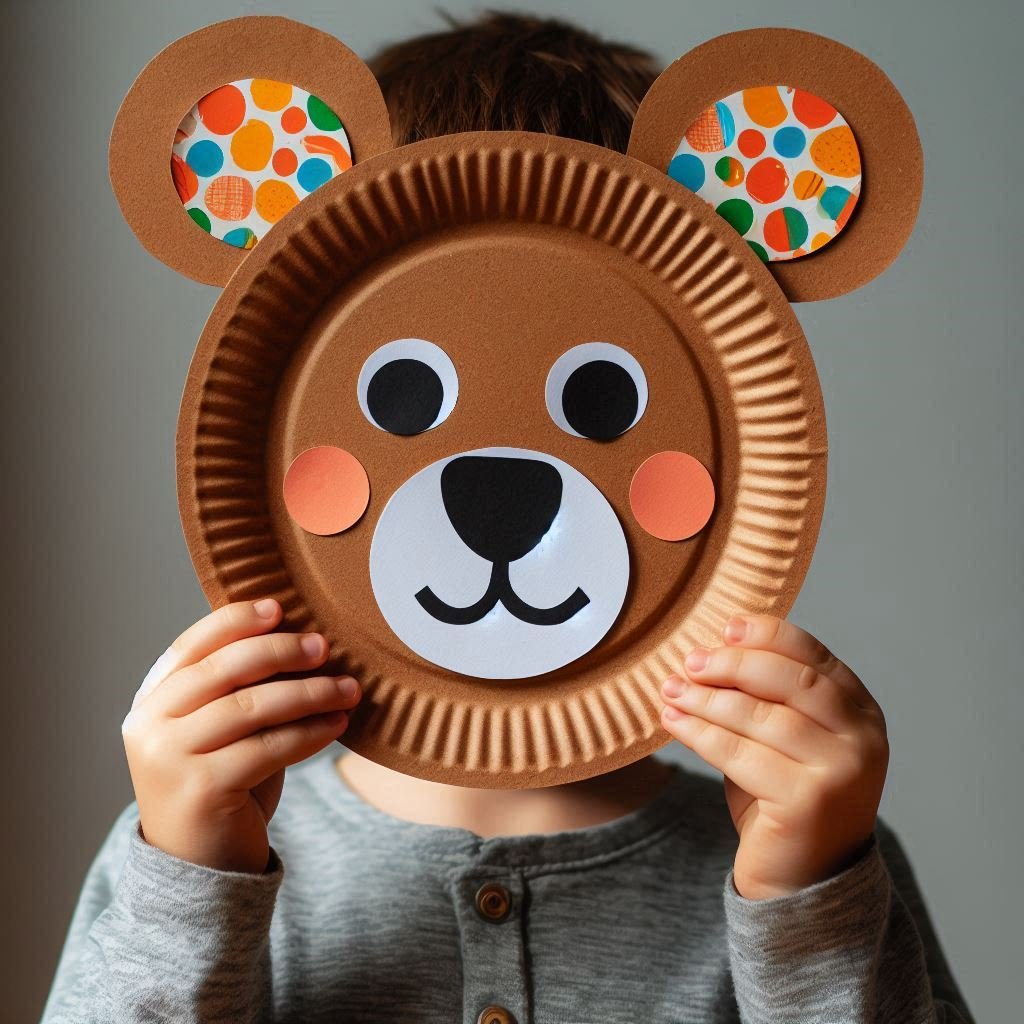 masque ours avec assiette en carton 3