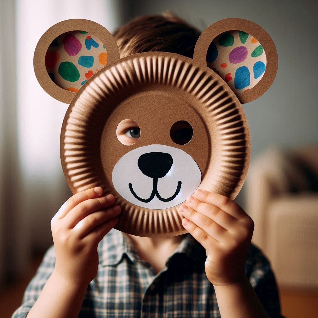 masque ours avec assiette en carton 4