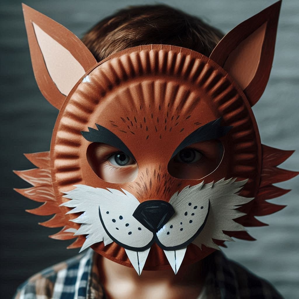 masque renard avec assiette en carton 1masque renard avec assiette en carton 2