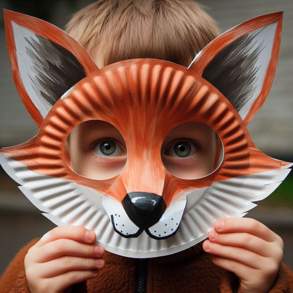 Fabrique ton propre masque de renard avec une assiette en carton ! masque renard avec assiette en carton 4