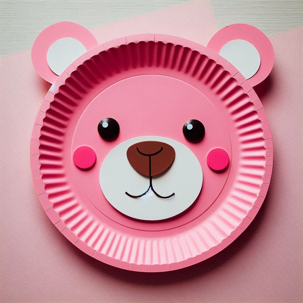ours rose rigolo avec une assiette en carton 4
