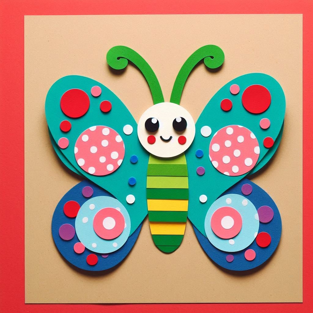 Fabrique Ton Joli Papillon en Papier ! papillon colore avec decoupage et collage papier 2