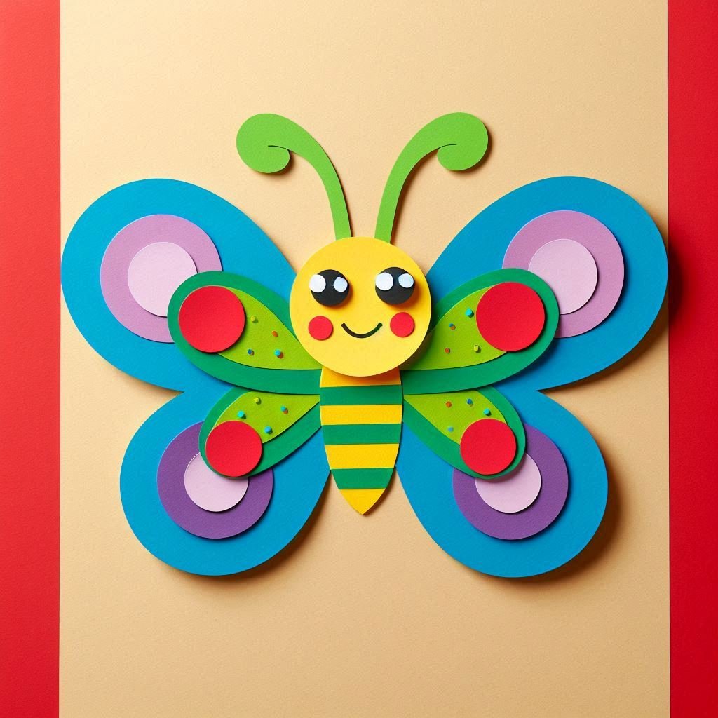 Fabrique Ton Joli Papillon en Papier ! papillon colore avec decoupage et collage papier 7