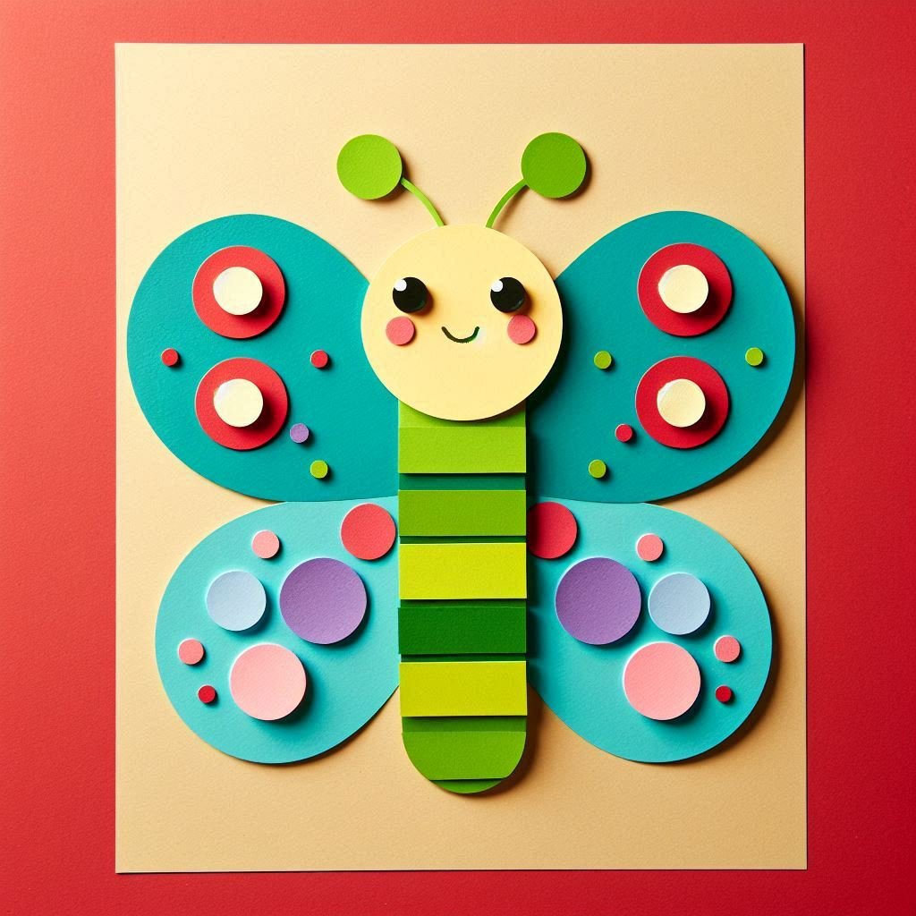 Fabrique Ton Joli Papillon en Papier ! papillon colore avec decoupage et collage papier 8