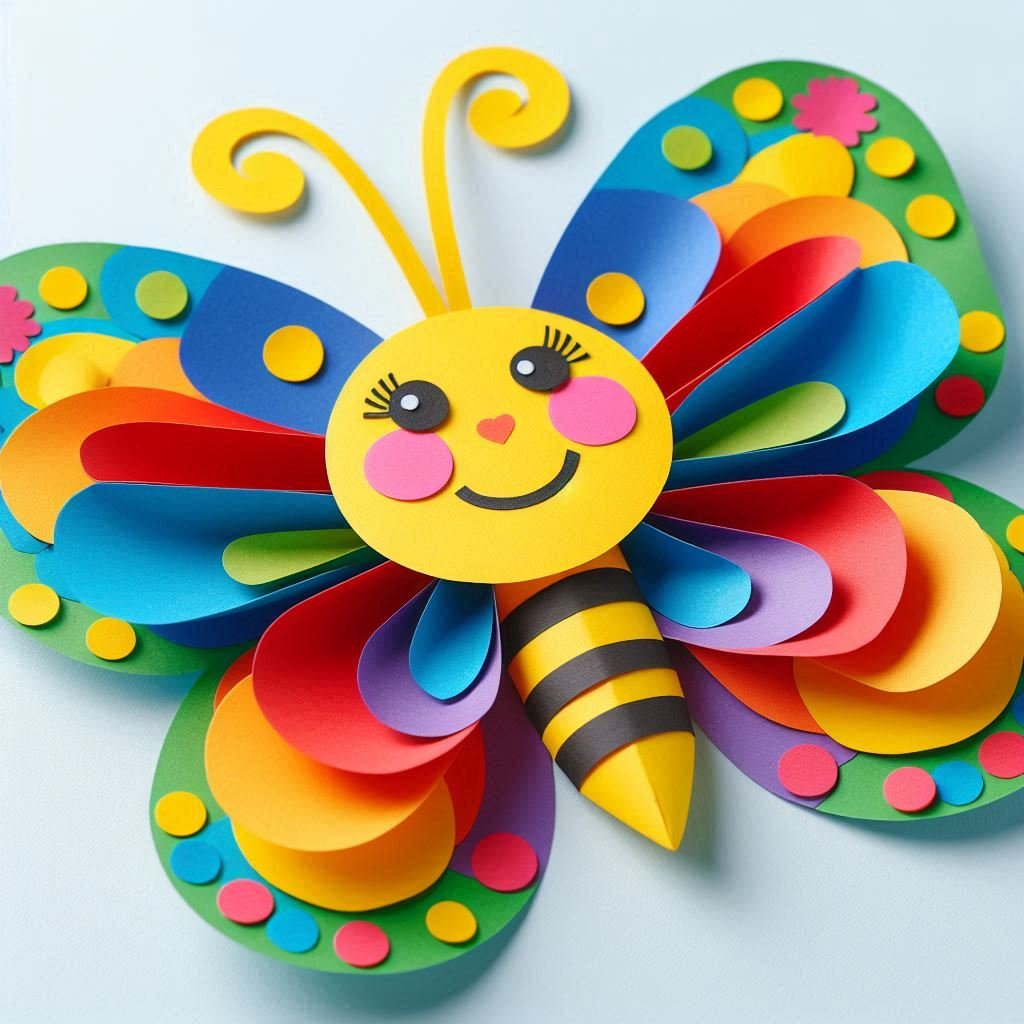 papillon colore decoupage collage papier art quilling 1