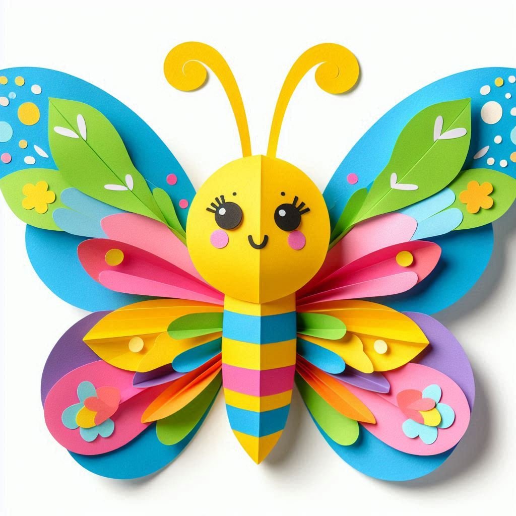 papillon colore decoupage collage papier art quilling 8