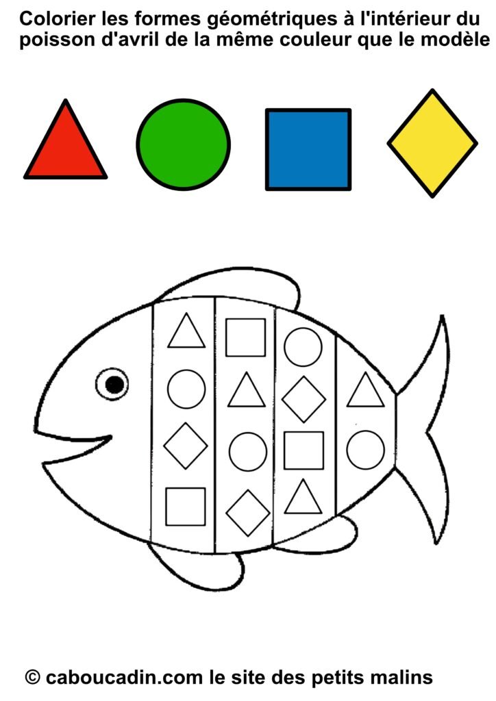 15 fiches maternelles formes géométriques et poisson d'avril