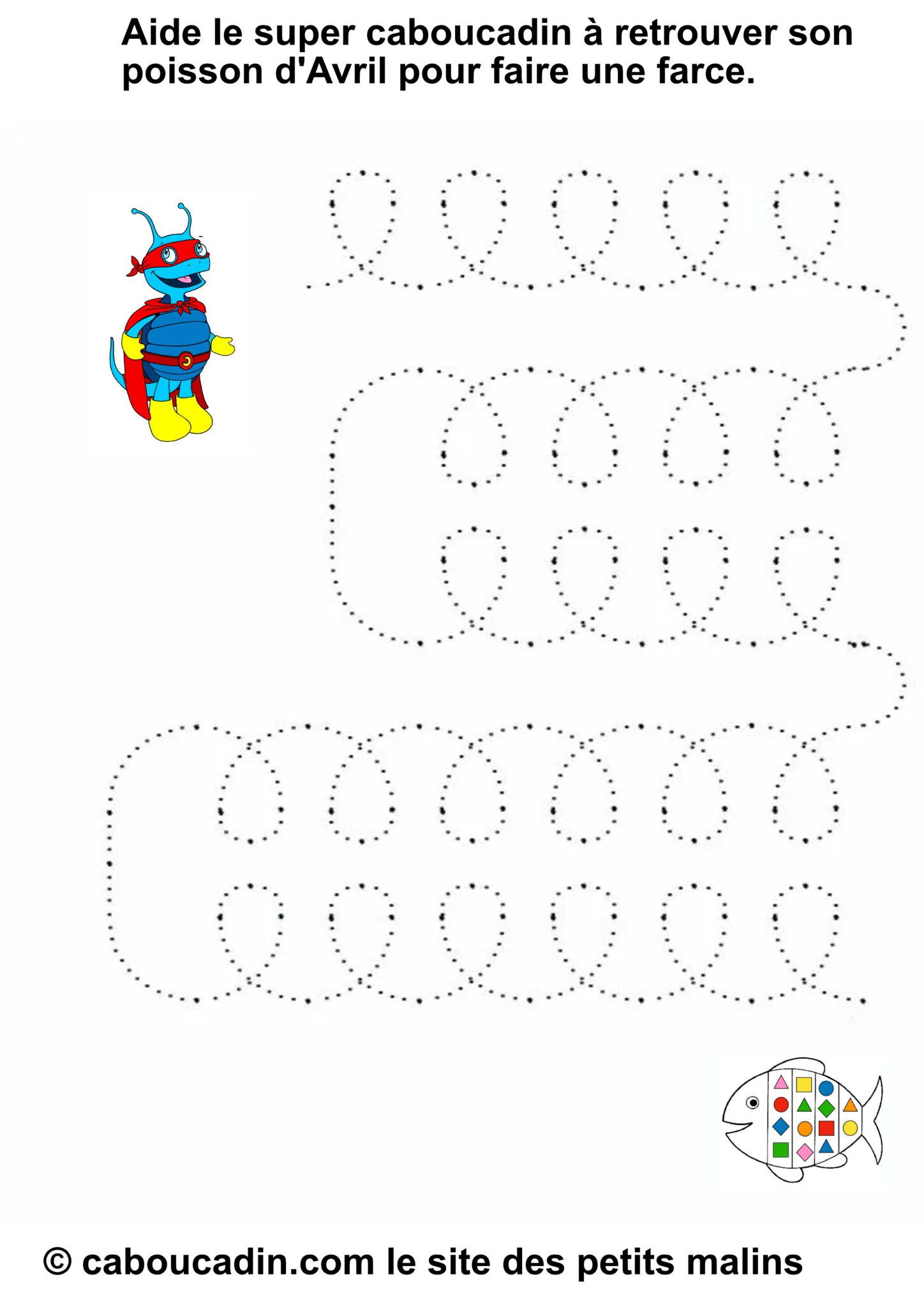 20 fiches graphismes maternelle avec un poisson d'Avril - caboucadin
