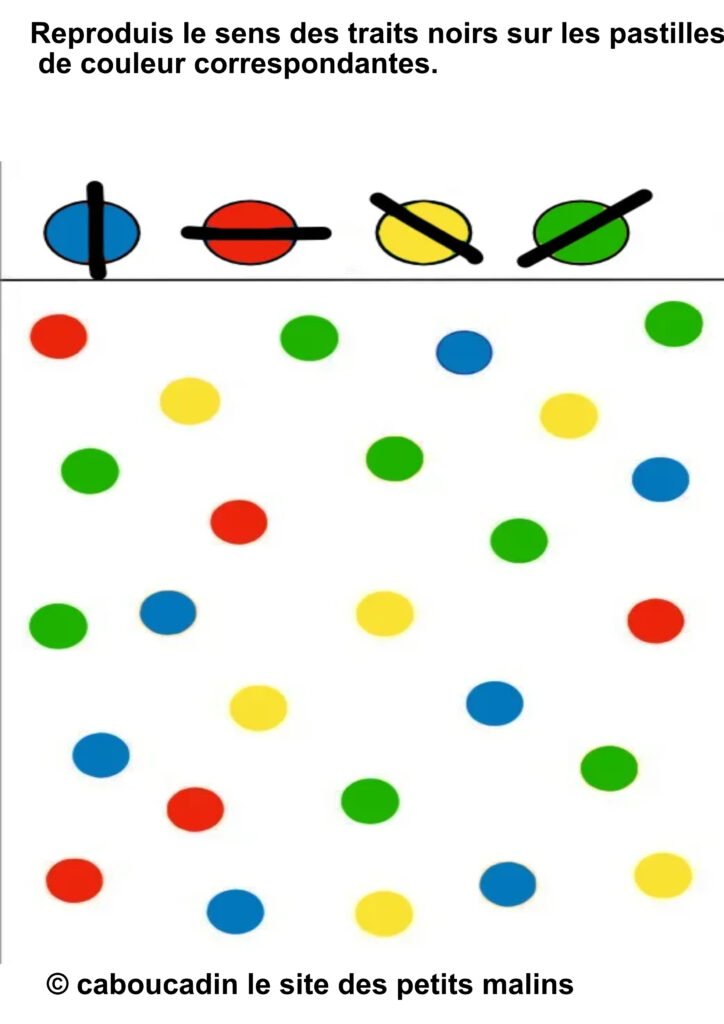 10 fiches maternelles avec des pastilles de couleurs