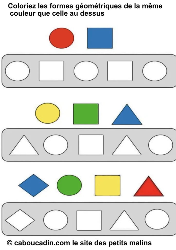 10 fiches maternelles pour apprendre les formes géométriques et les couleurs
