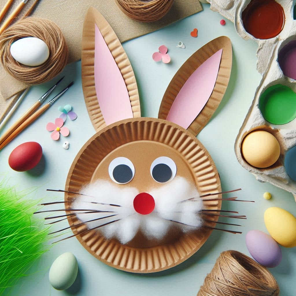 lapin assiette a carton paques marron 1