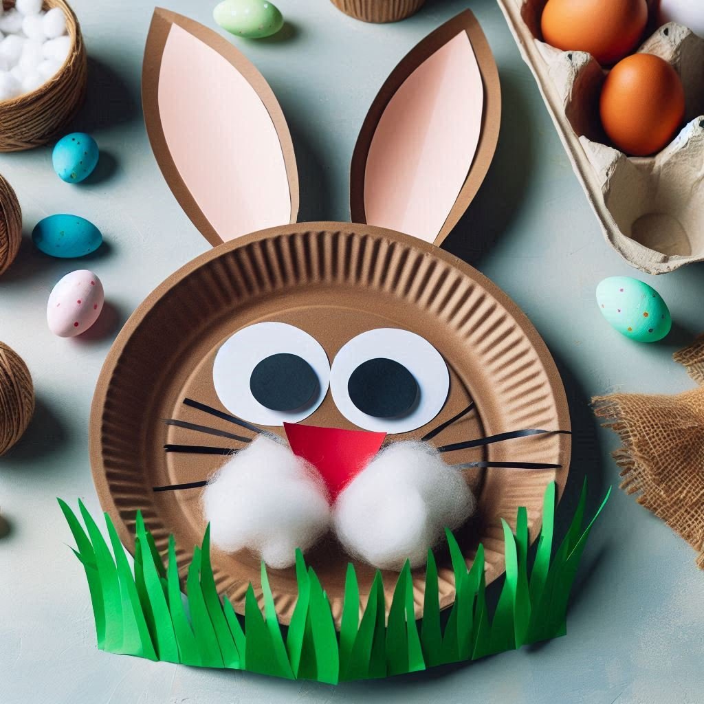 lapin assiette a carton paques marron 2