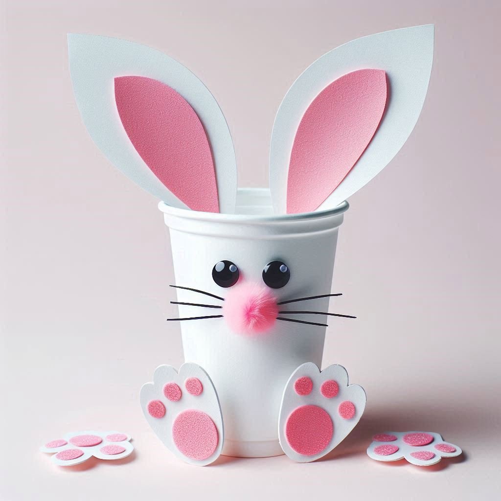 lapin gobelet plastique paques 12