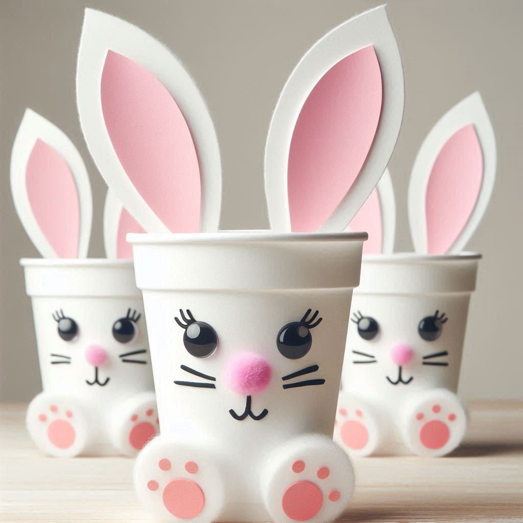 lapin gobelet plastique paques 3