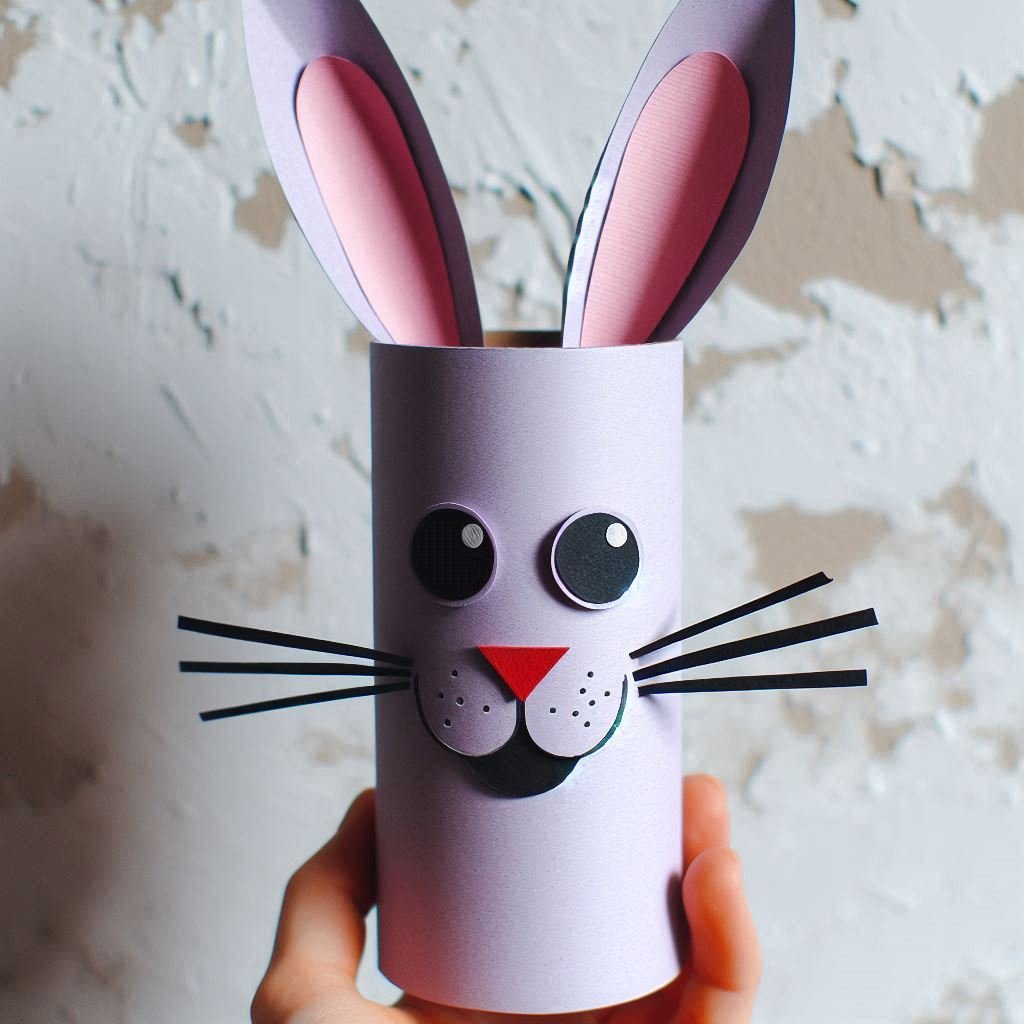 lapin mauve rpaques rouleau en carton