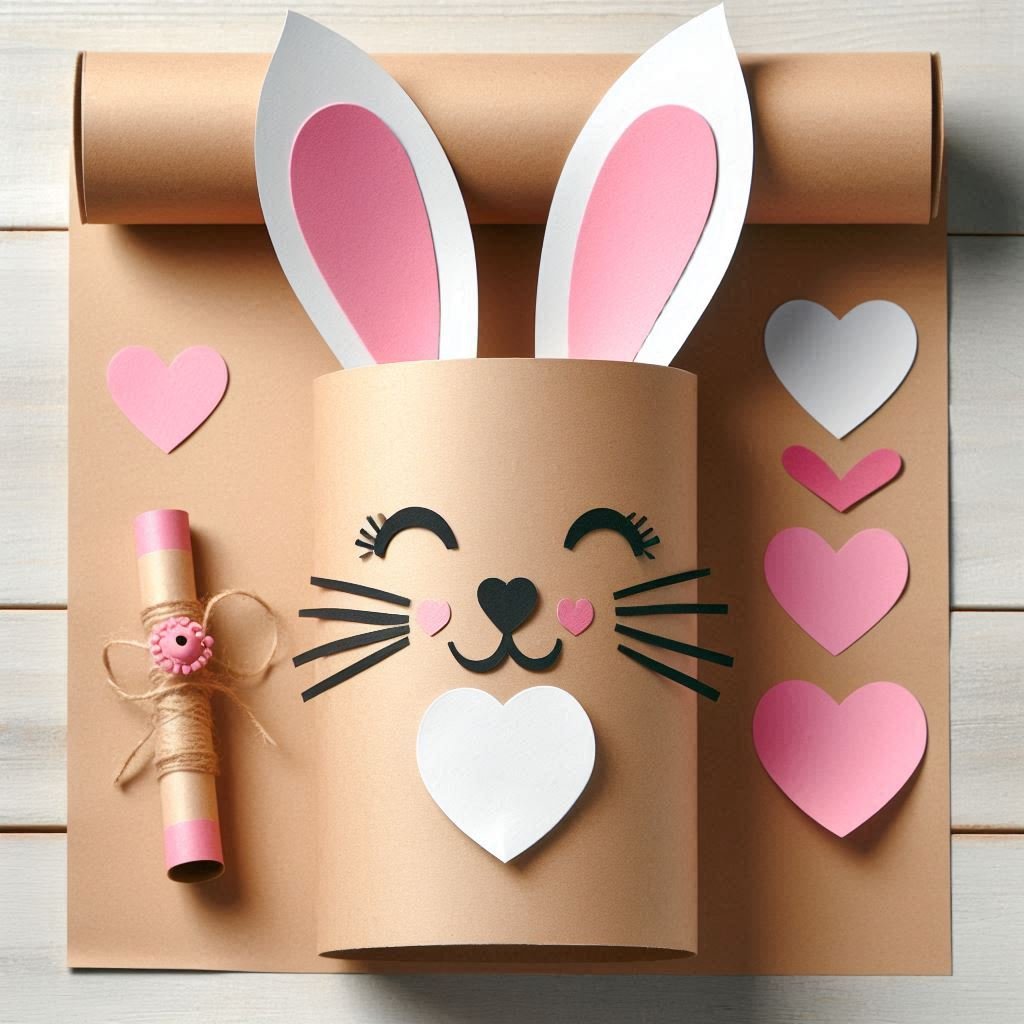 Fabrique ton lapin de Pâques en rouleau de carton ! lapin paques avec rouleau en carton 1