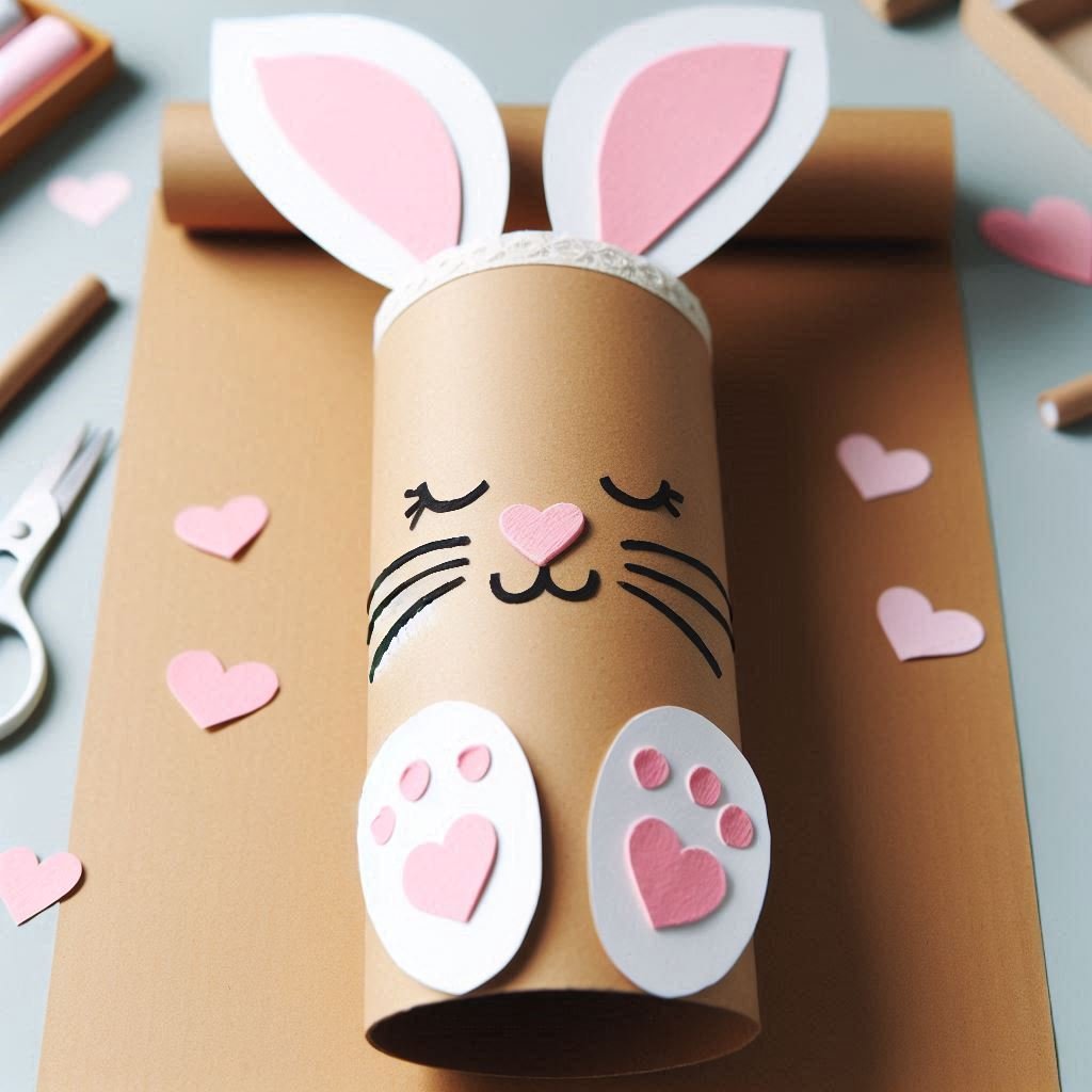 Fabrique ton lapin de Pâques en rouleau de carton ! lapin paques brute rouleau en carton