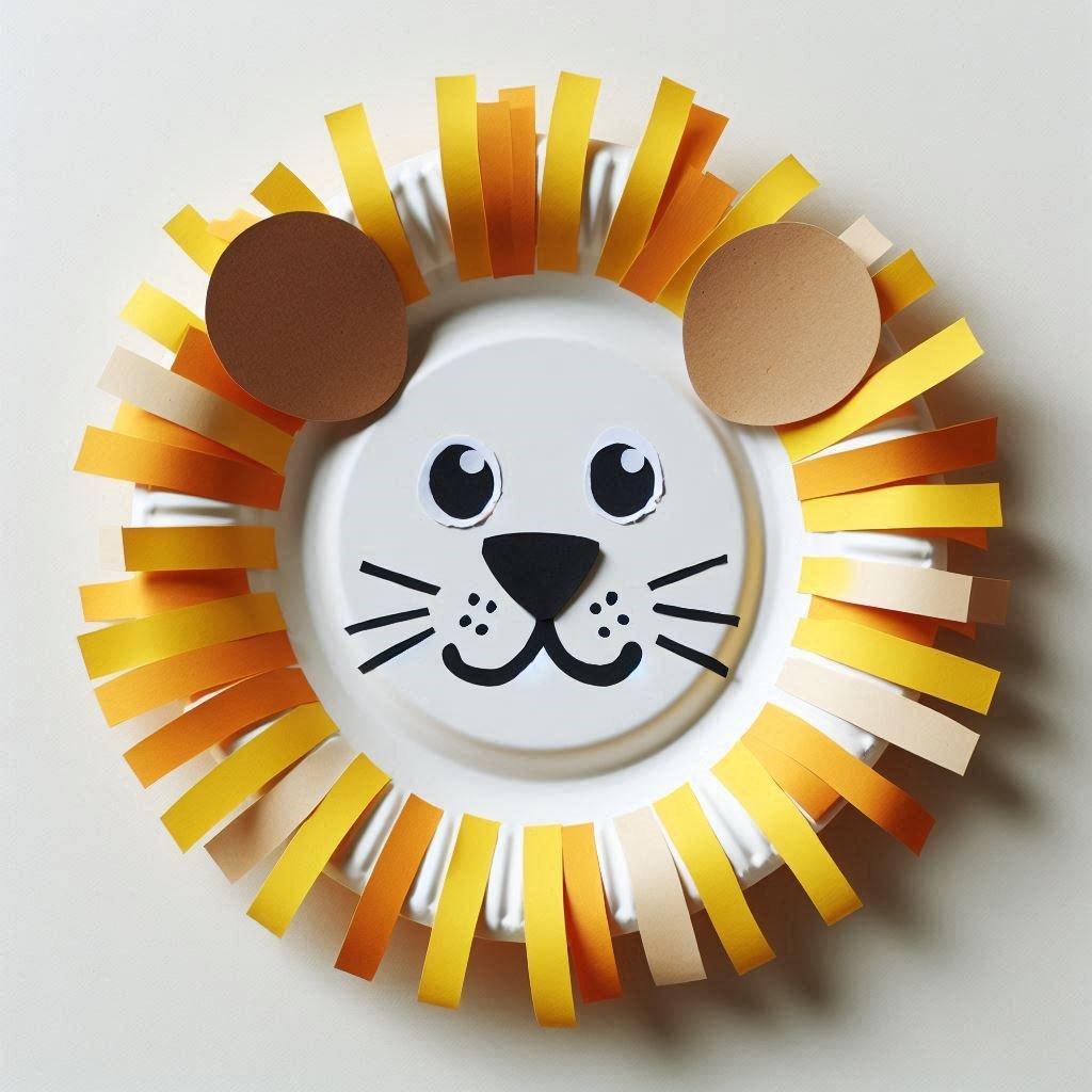 Fabrique ton propre masque de lion avec une assiette en carton ! masque de lion avec assiette en carton 1