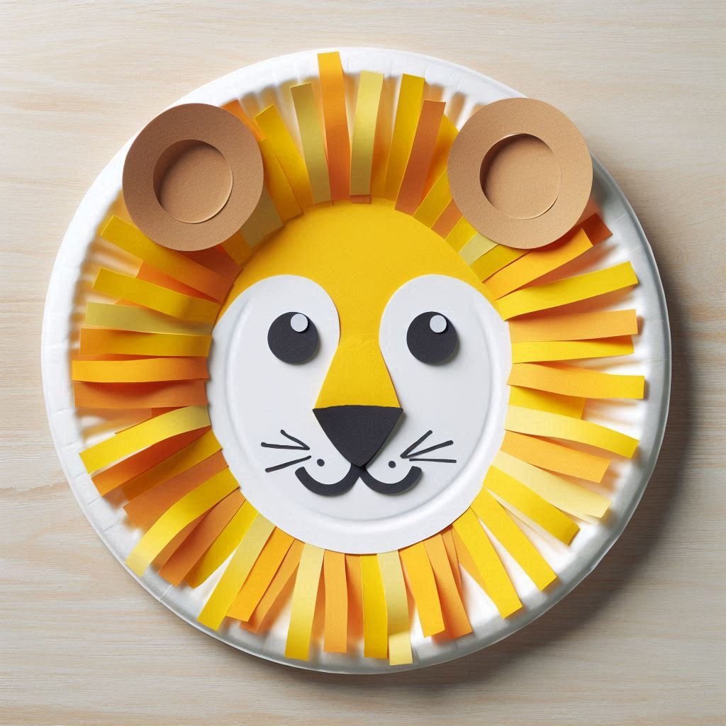 Fabrique ton propre masque de lion avec une assiette en carton ! masque de lion avec assiette en carton 3