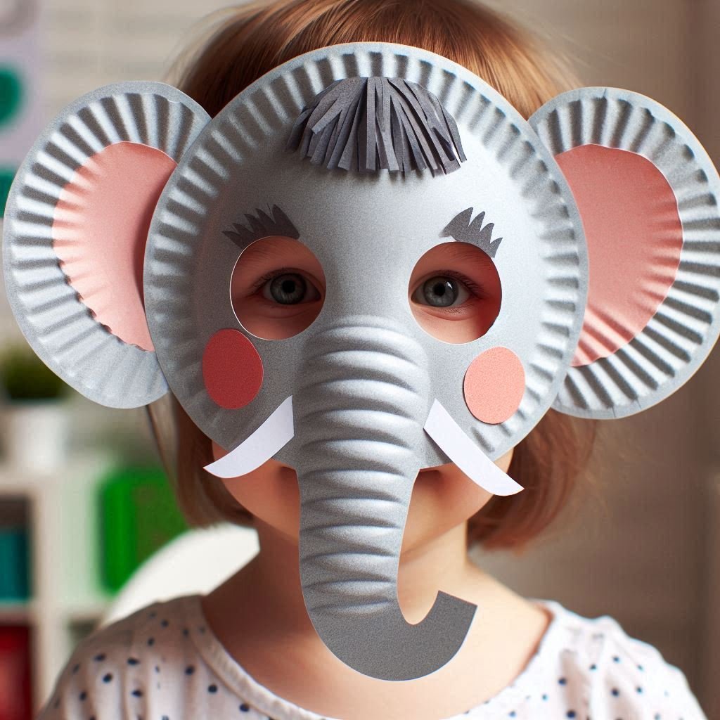 masque elephant avec assiette en carton 2