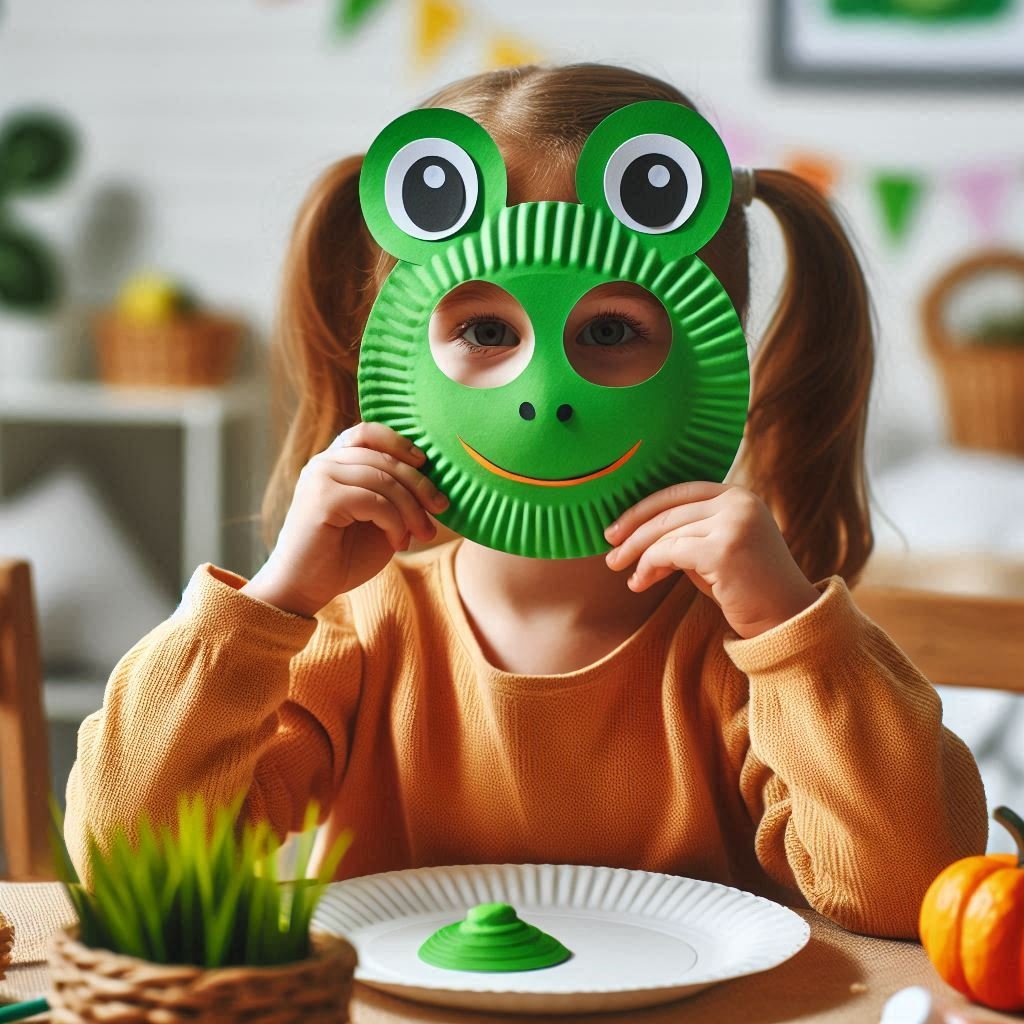 masque grenoille avec assiette en carton 2