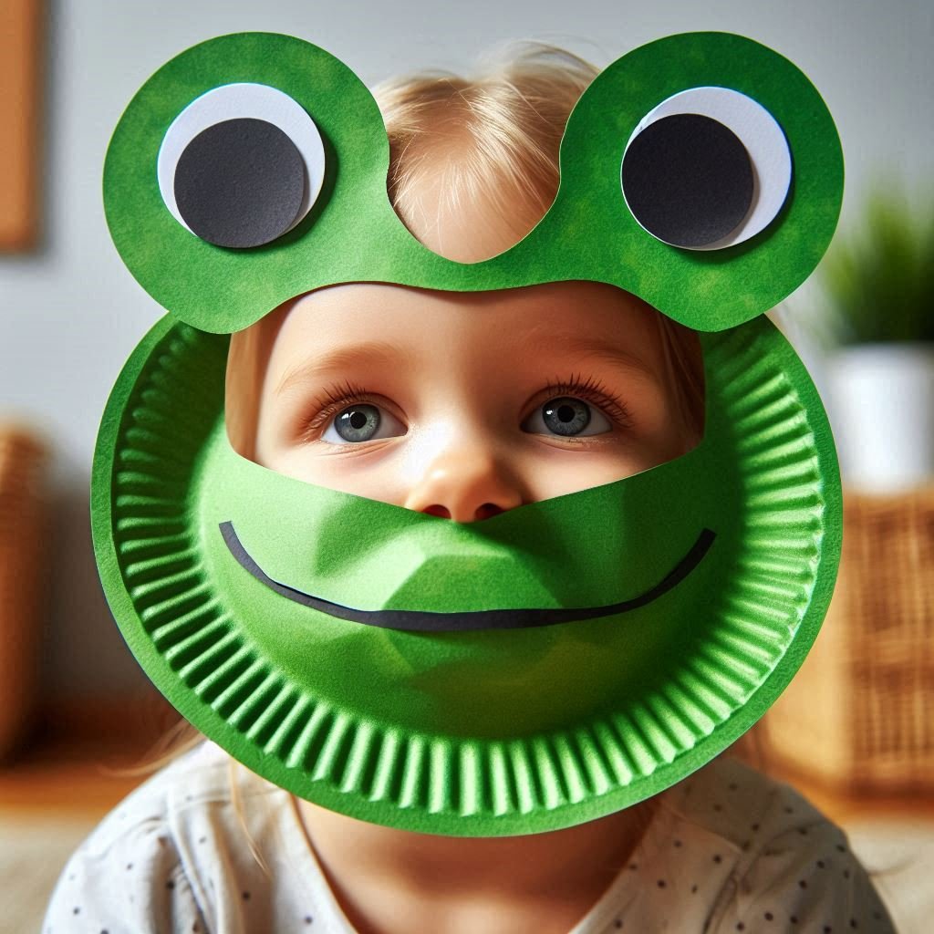 Fabrique ton masque de grenouille avec une assiette en carton ! masque grenoille avec assiette en carton 8
