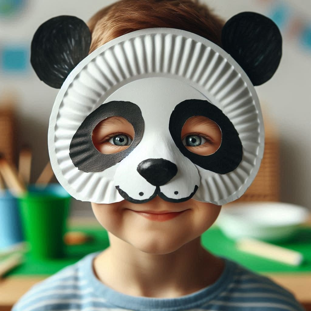 masque panda avec assiette carton 3