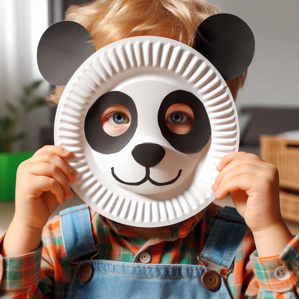 masque panda avec assiette carton 4