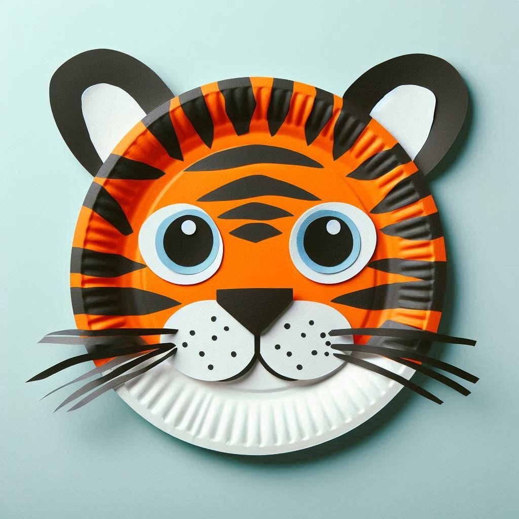 masque tigre avec assiette en carton 11