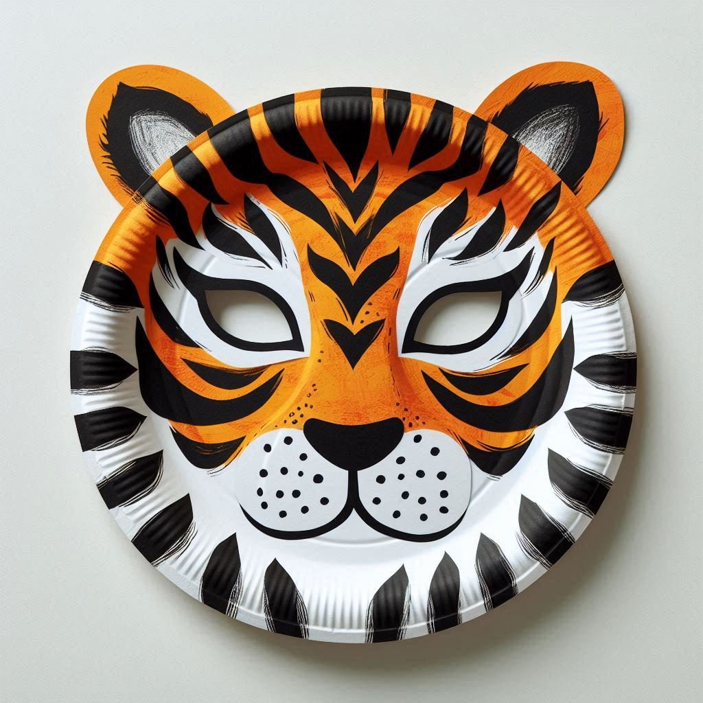 Fabrique ton masque de tigre avec une assiette en carton ! masque tigre avec assiette en carton 4
