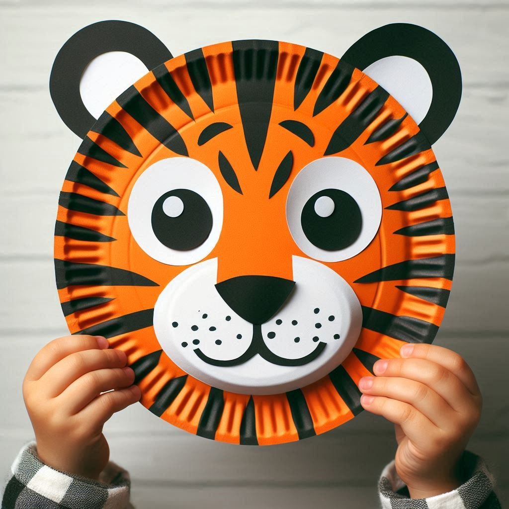 Fabrique ton masque de tigre avec une assiette en carton ! masque tigre avec assiette en carton 8