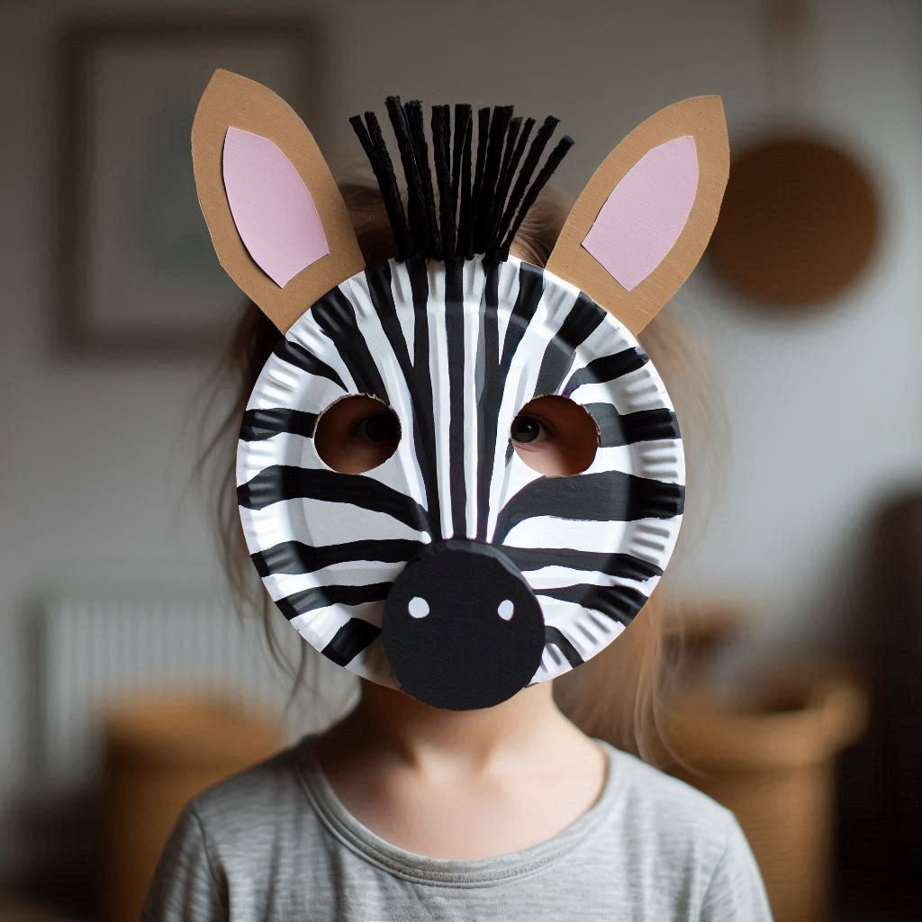 Fabrique ton masque de zèbre avec une assiette en carton ! masque zebre avec assiette en carton 1