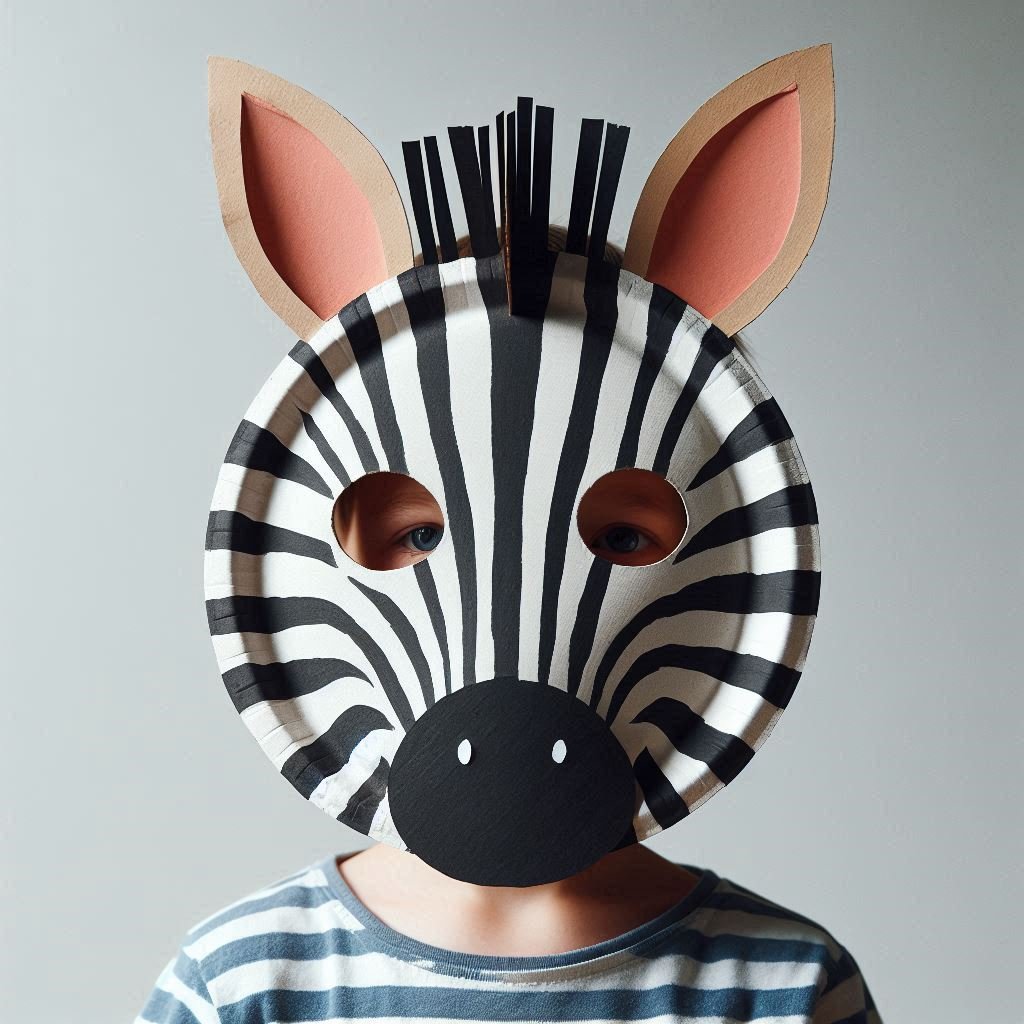 masque zebre avec assiette en carton 4