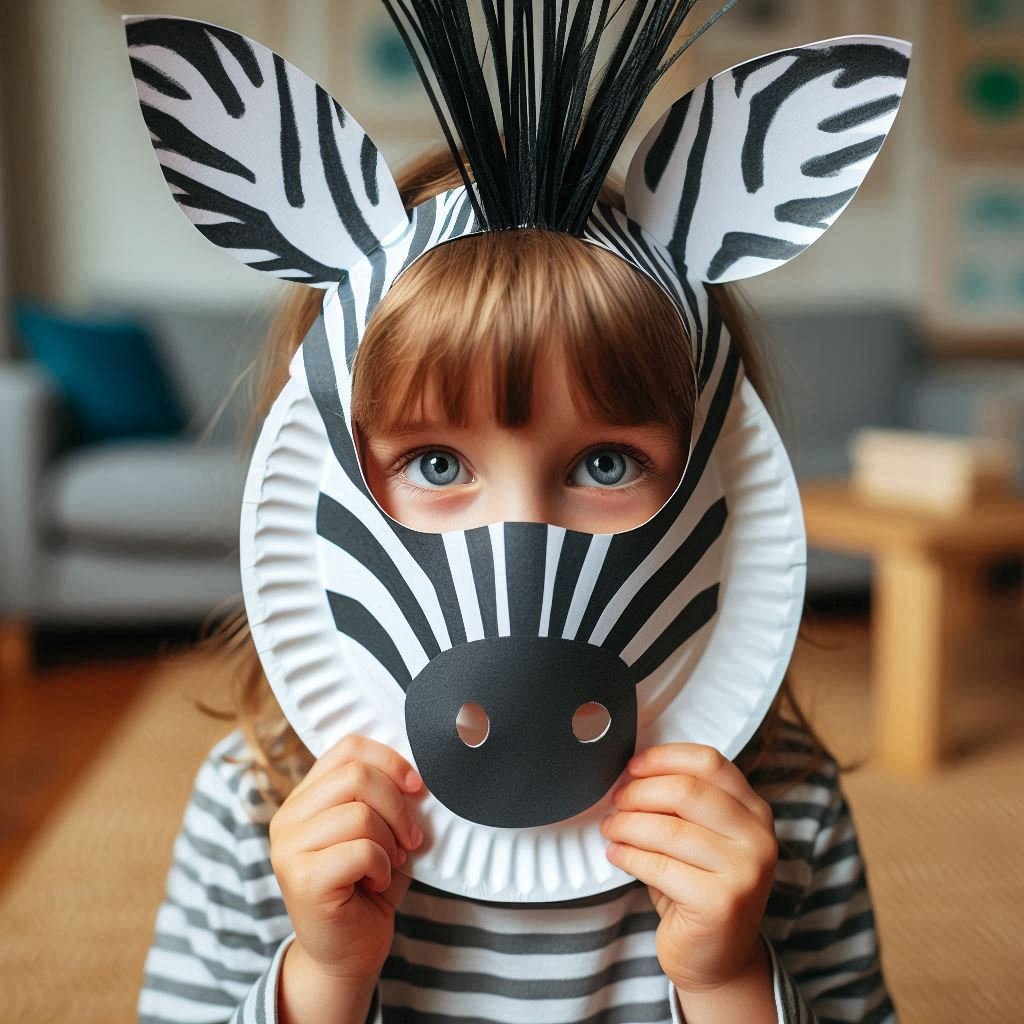 Fabrique ton masque de zèbre avec une assiette en carton ! masque zebre avec assiette en carton 8