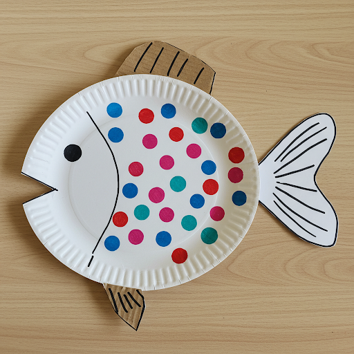 poisson avril assiette carton avec gommettes 3