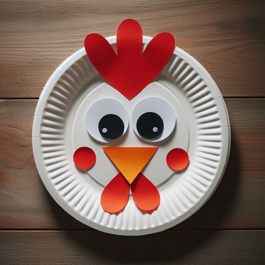 Une poule de PĂąques rigolote avec une assiette en carton đđš poule de paques avec assiette en carton 10