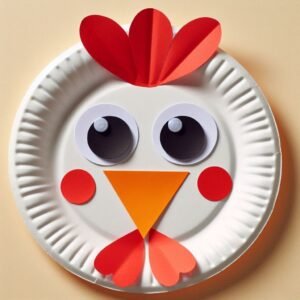 Une poule de Pâques rigolote avec une assiette en carton 🐔🎨 poule-de-paques-avec-assiette-en-carton-13