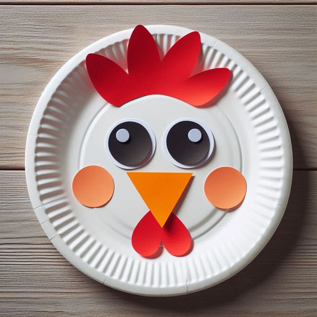 Une poule de PĂąques rigolote avec une assiette en carton đđš poule de paques avec assiette en carton 4