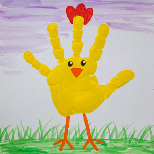Une Poule de Pâques Trop Rigolote avec Ton Empreinte de Main ! poule paques empreinte de main 1