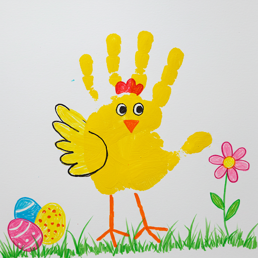 Une Poule de Pâques Trop Rigolote avec Ton Empreinte de Main ! poule paques empreinte de main 10