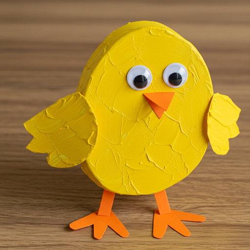 poussin paques carton peint en jaune 10