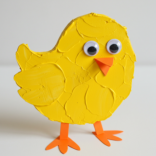 poussin paques carton peint en jaune 8