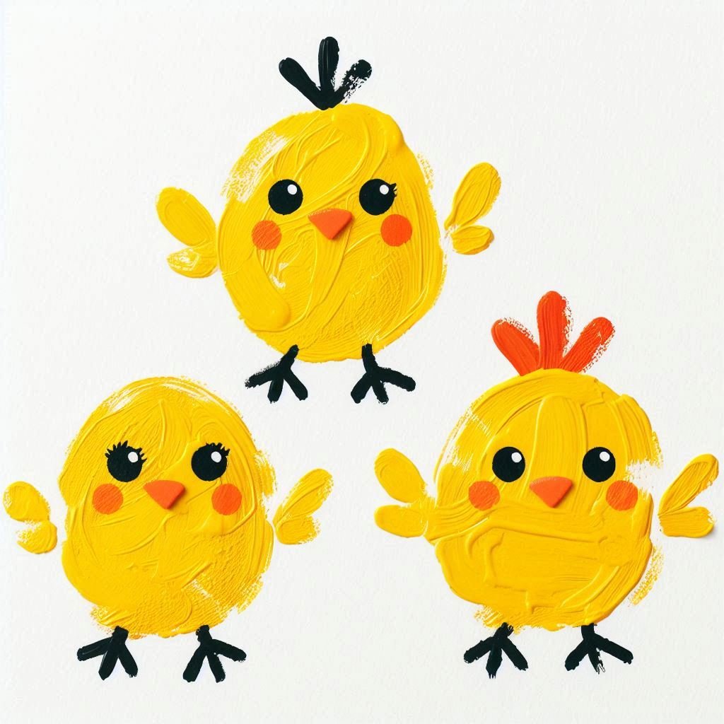 Des Poussins de Pâques Trop Mignons avec Tes Empreintes ! poussins paques avec empreinte de pouces 14