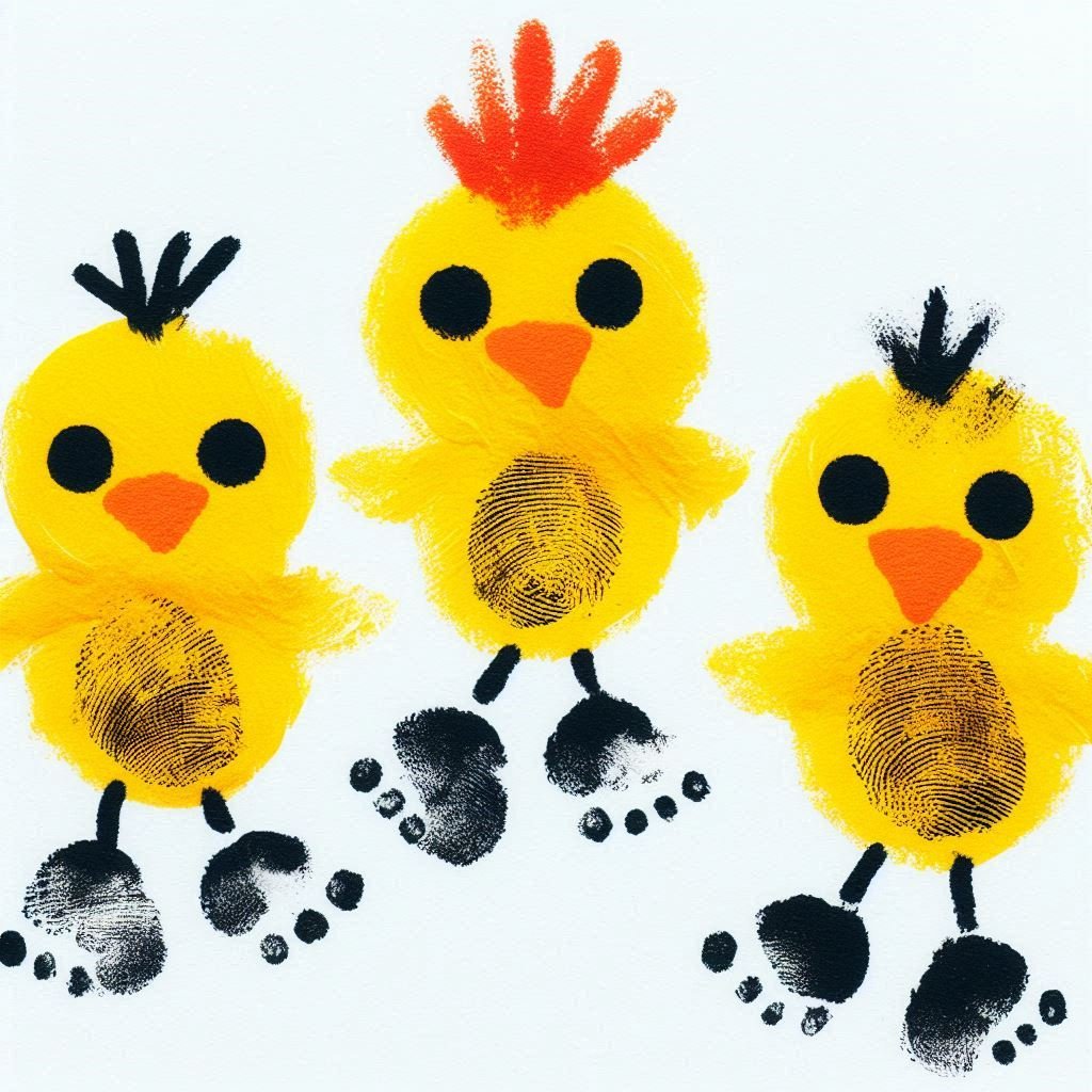 Des Poussins de Pâques Trop Mignons avec Tes Empreintes ! poussins paques avec empreinte de pouces 2