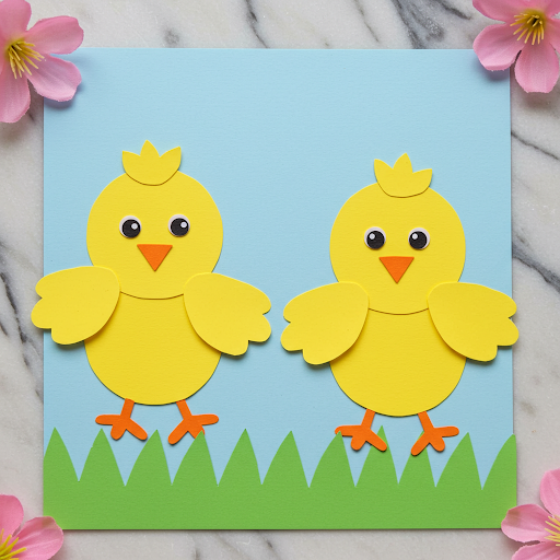 Fabrique tes Poussins de Pâques en Papier 2 poussins paques papier colore payasage 2