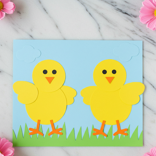 Fabrique tes Poussins de Pâques en Papier 2 poussins paques papier colore payasage 5