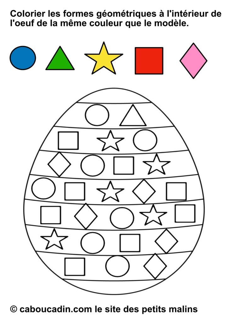15 fiches maternelles Pâques avec oeuf et formes géométriques