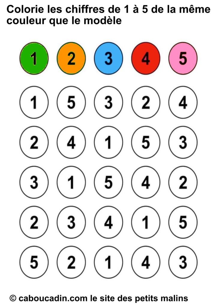 10 fiches maternelle pour apprendre à compter jusqu'à 5