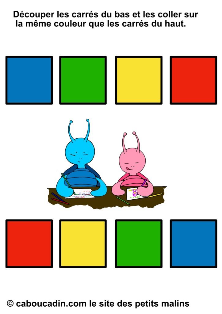 10 fiches maternelles pour apprendre les couleurs avec du découpage et collage